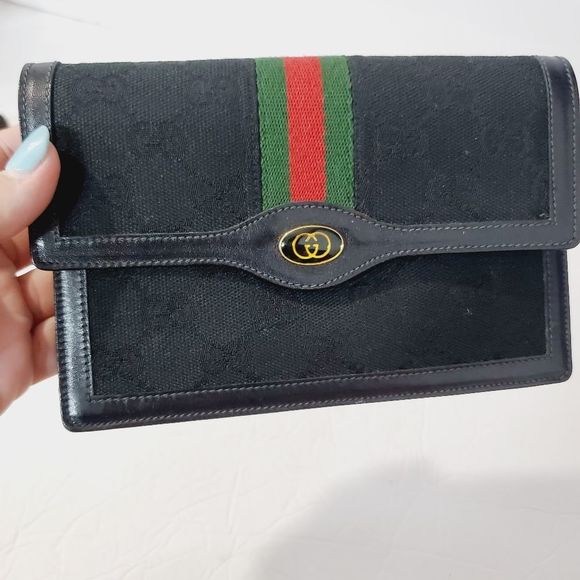 Gucci collectors Piece 80s authentic Vintage ophidia web black clutch - Picture 5 of 16